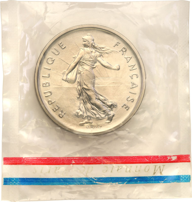 Francja. 5 franków 1971 miedzionikiel, Paryż, Piedfort (Piefort)